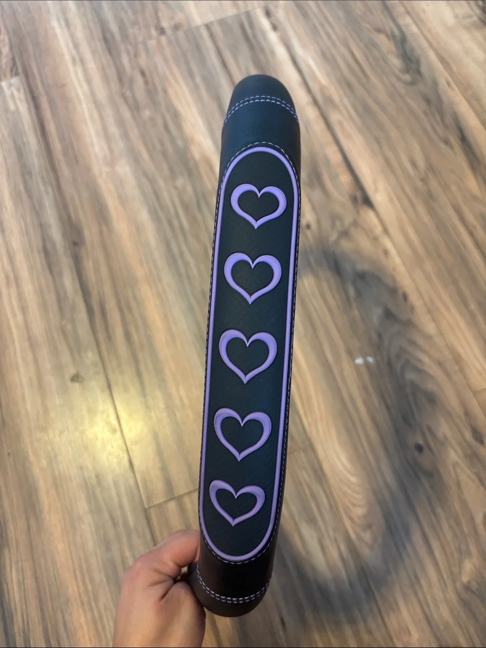 Black and Purple Heart-Accent Steering Wheel Cover